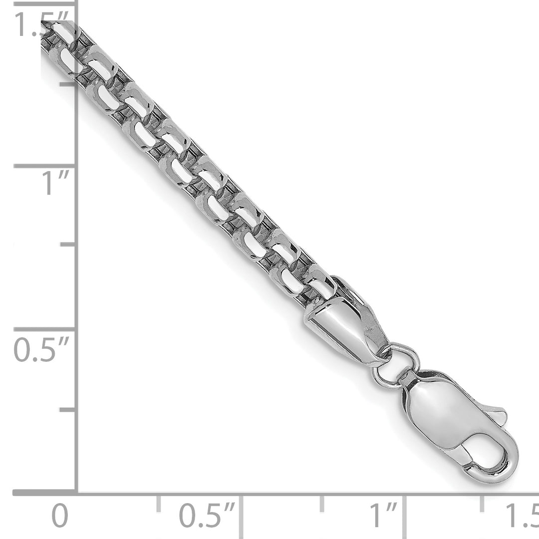 Cadena de caja redonda semisólida de 14 k WG de 3,6 mm