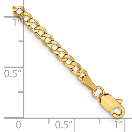 Tobillera de cadena semisólida de 14k y 2,85 mm