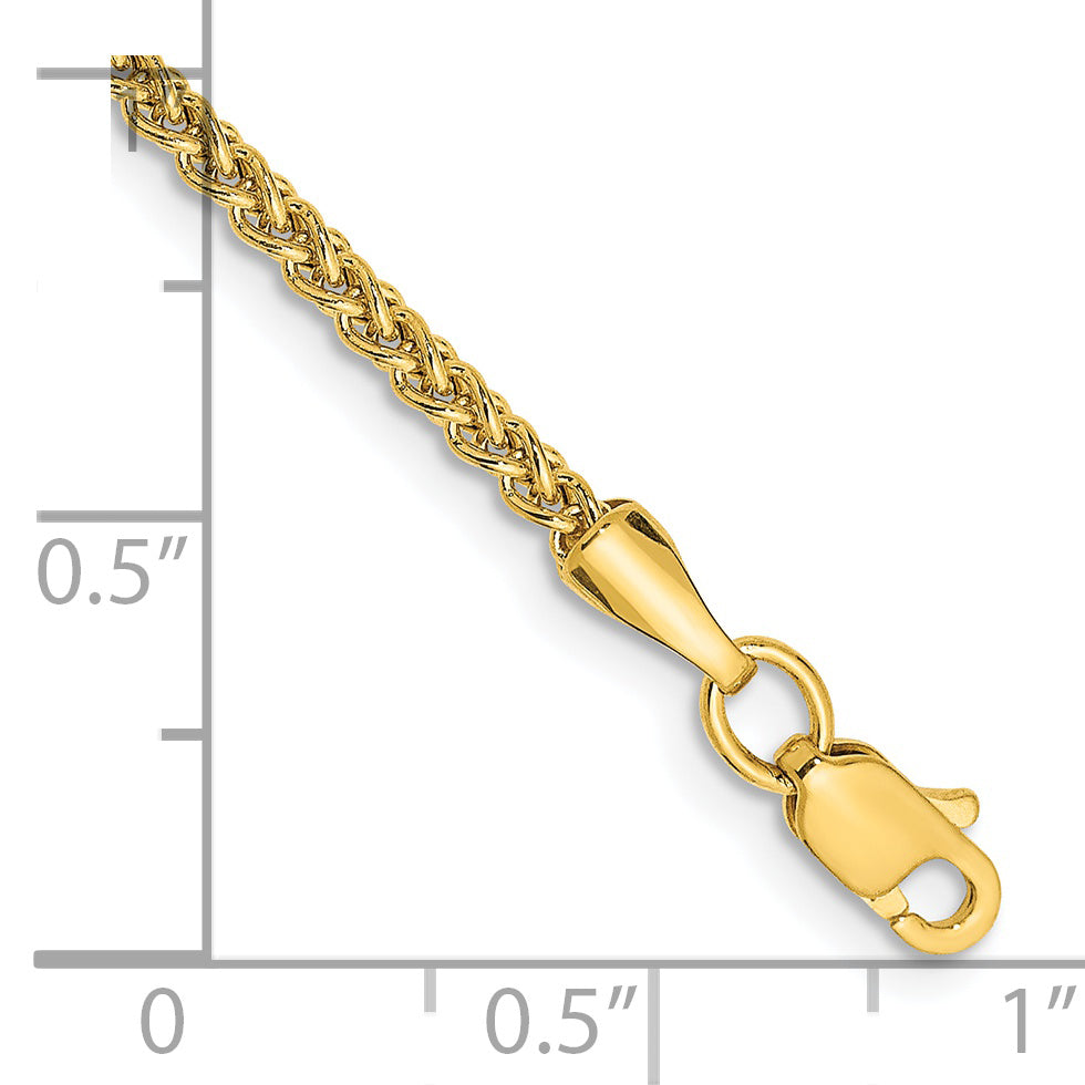 Tobillera semisólida de trigo de 14k y 2,00 mm