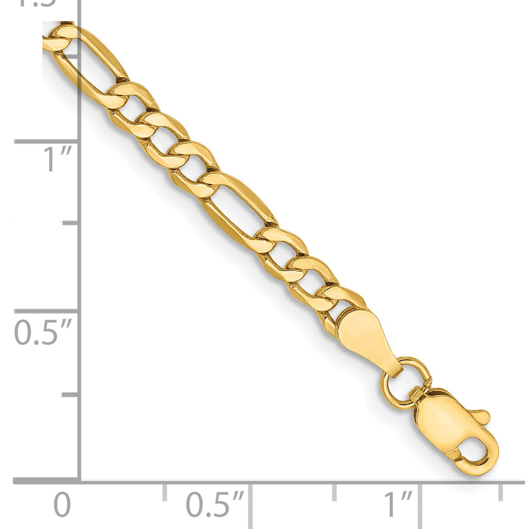 Tobillera de cadena Figaro semisólida de 14k y 3,5 mm