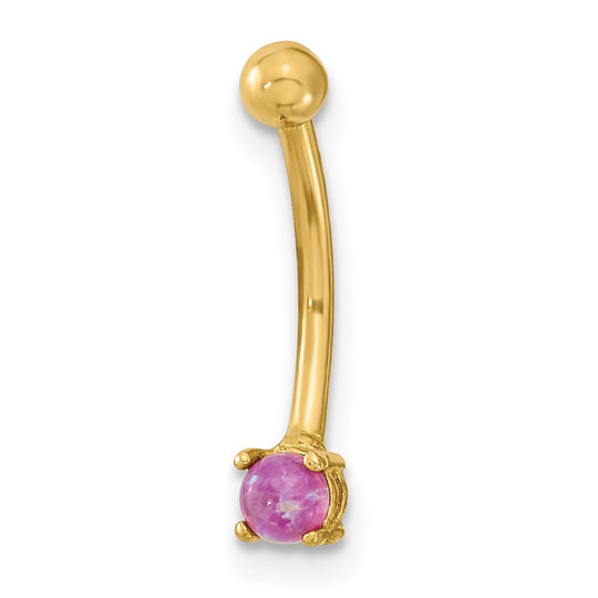 Anillo para Cejas con Circonita Rosa en Oro Amarillo de 14k