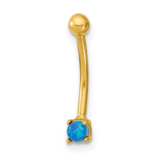 Anillo para Cejas con Circonita Azul en Oro Amarillo de 14k