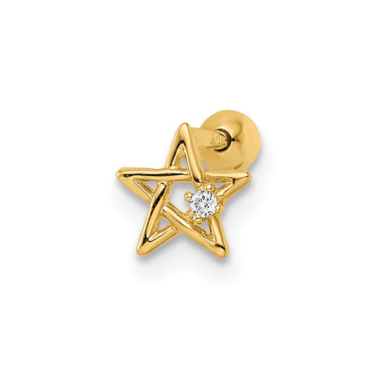 Ombliguera en forma de estrella en oro de 14k