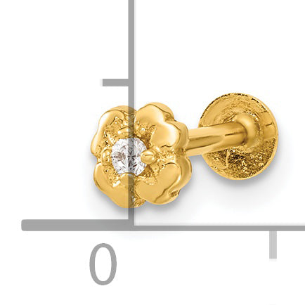 Joyería para el cuerpo del cartílago de la flor CZ del calibre 14K 18