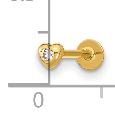 Joyería para el cuerpo y la cara con forma de corazón y circonita cúbica de calibre 18 de 14 quilates