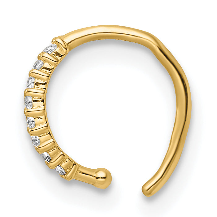 Aro para Nariz / Ear Cuff de Dos Filas con Bolitas y Circonitas (CZ) de Oro de 14k y Calibre 18