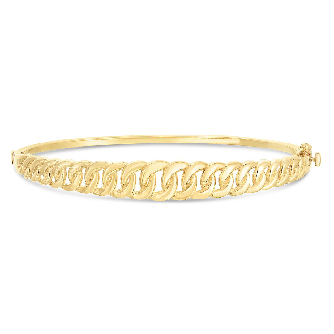 Brazalete de cadena curva de 14 quilates