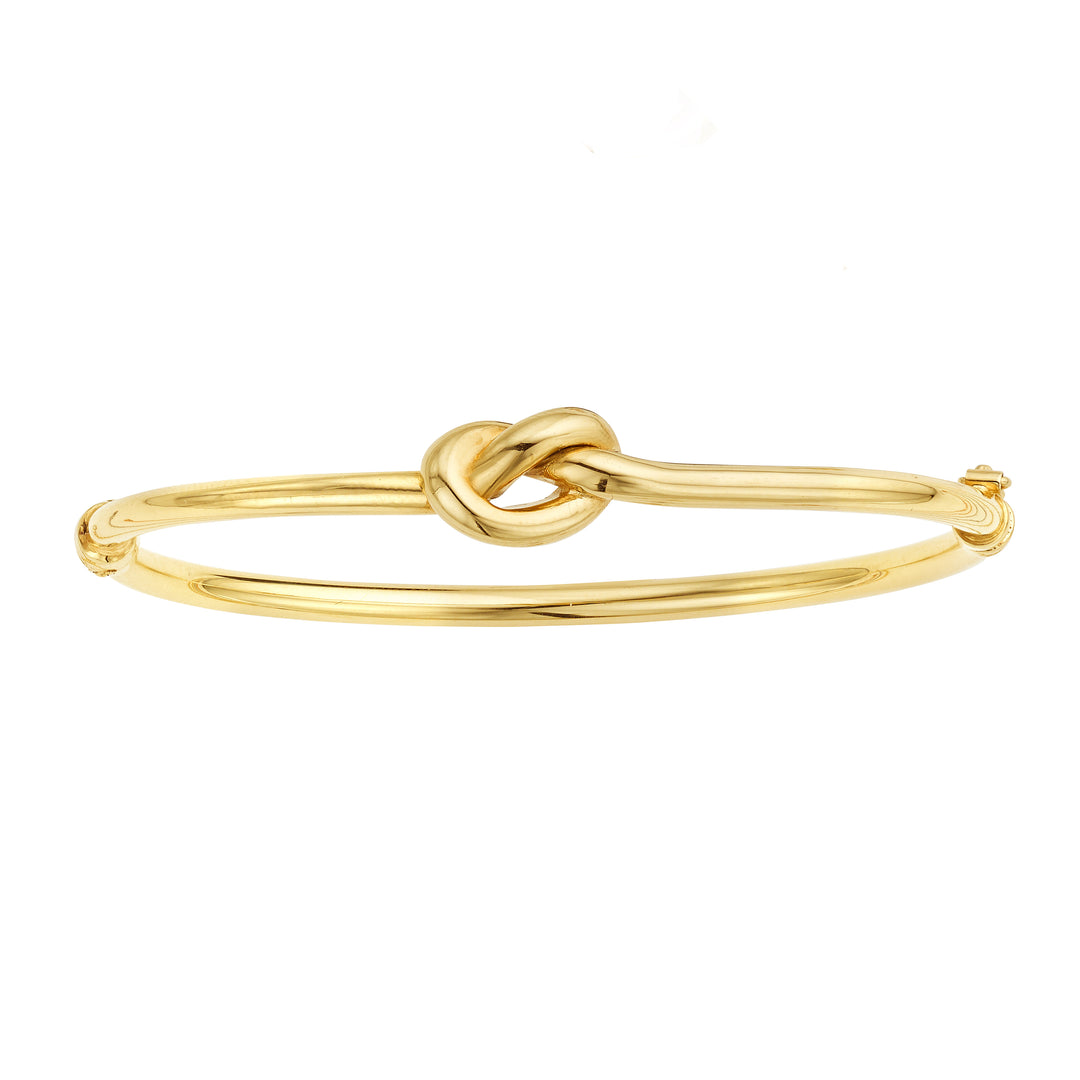 Brazalete con nudo de amor inflado pulido en oro de 14 quilates