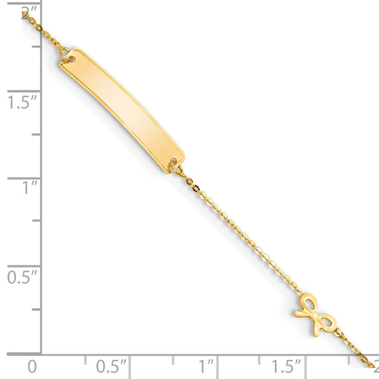 Brazalete de identificación con lazo pulido de 14k y 5,5 pulgadas