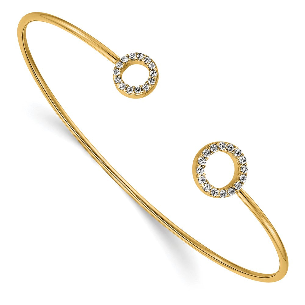 Brazalete flexible de oro amarillo de 14k con diamantes