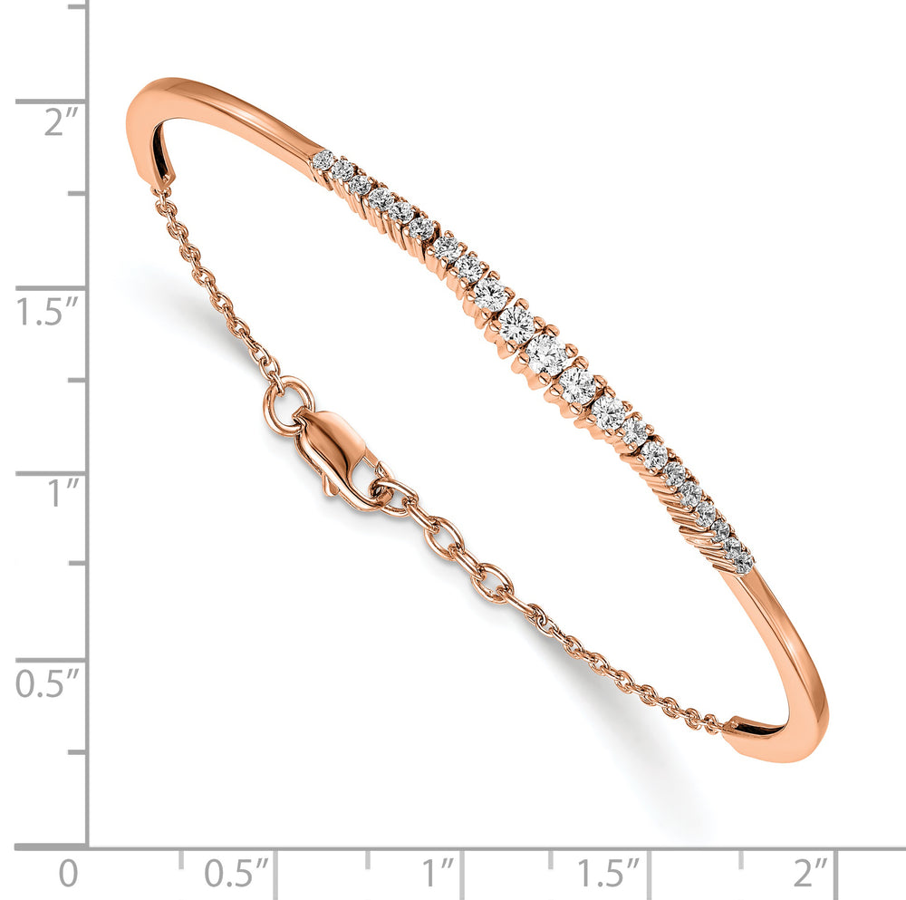 Brazalete graduado de oro rosa de 14 quilates con diamantes cultivados en laboratorio VS/SI FGH