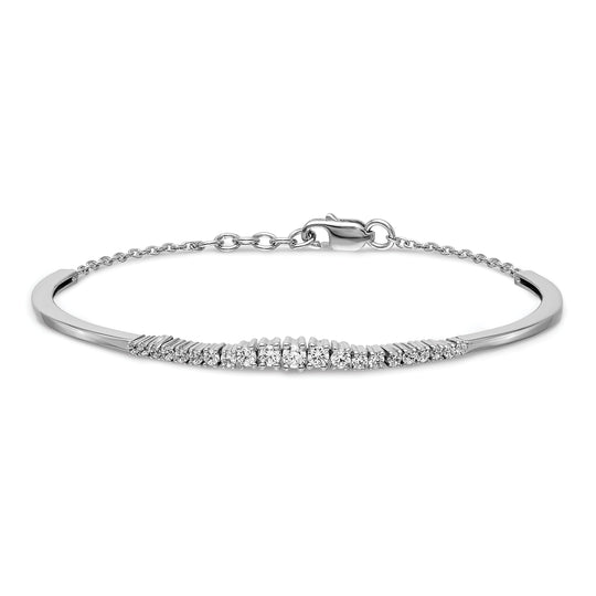 Pulsera de Brazalete con Diamantes Graduados en Oro Blanco de 14k