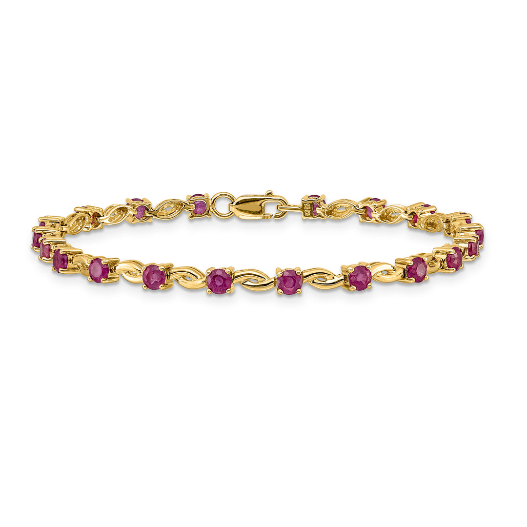 Pulsera de rubíes ovalados de 14 k