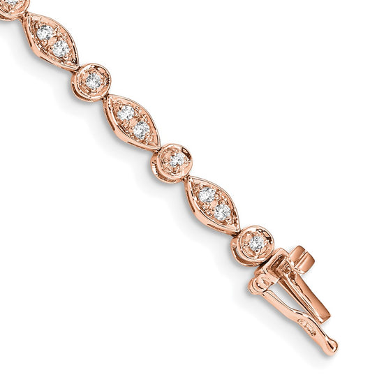 Pulsera de diamantes en oro rosa de 14 k