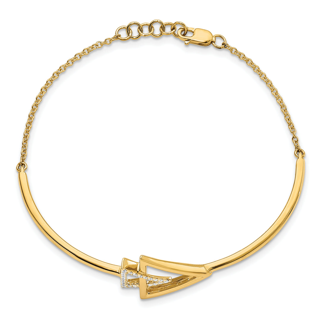 Diamante triangular pulido de 14 k, 7 pulgadas con brazalete de 0,5 pulgadas de extensión