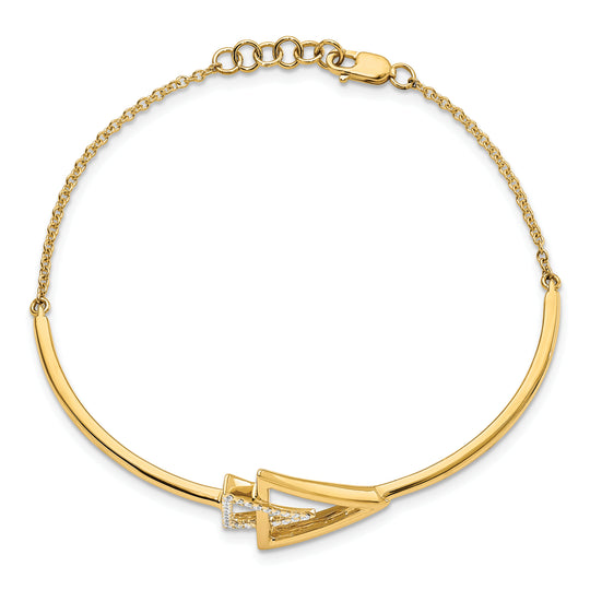 Pulsera de Oro Amarillo de 14k con Triángulo Pulido y Diamantes