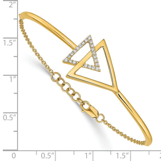 Diamante triangular pulido de 14 k, 7 pulgadas con brazalete de 0,5 pulgadas de extensión