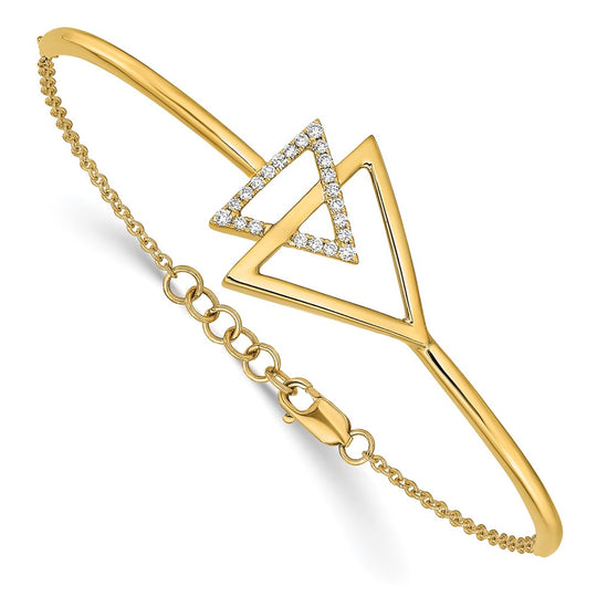 Diamante triangular pulido de 14 k, 7 pulgadas con brazalete de 0,5 pulgadas de extensión