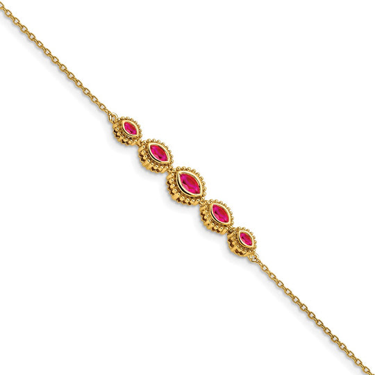 Pulsera de rubíes marquesa de 14 k