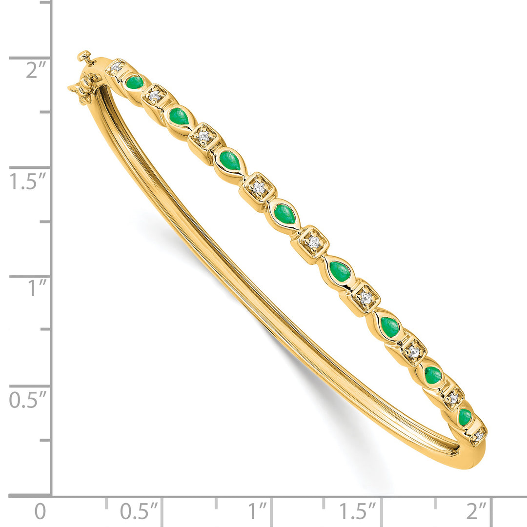 Brazalete de diamantes y esmeraldas de 14k