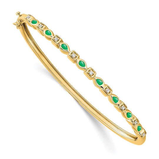 Brazalete de diamantes y esmeraldas de 14k