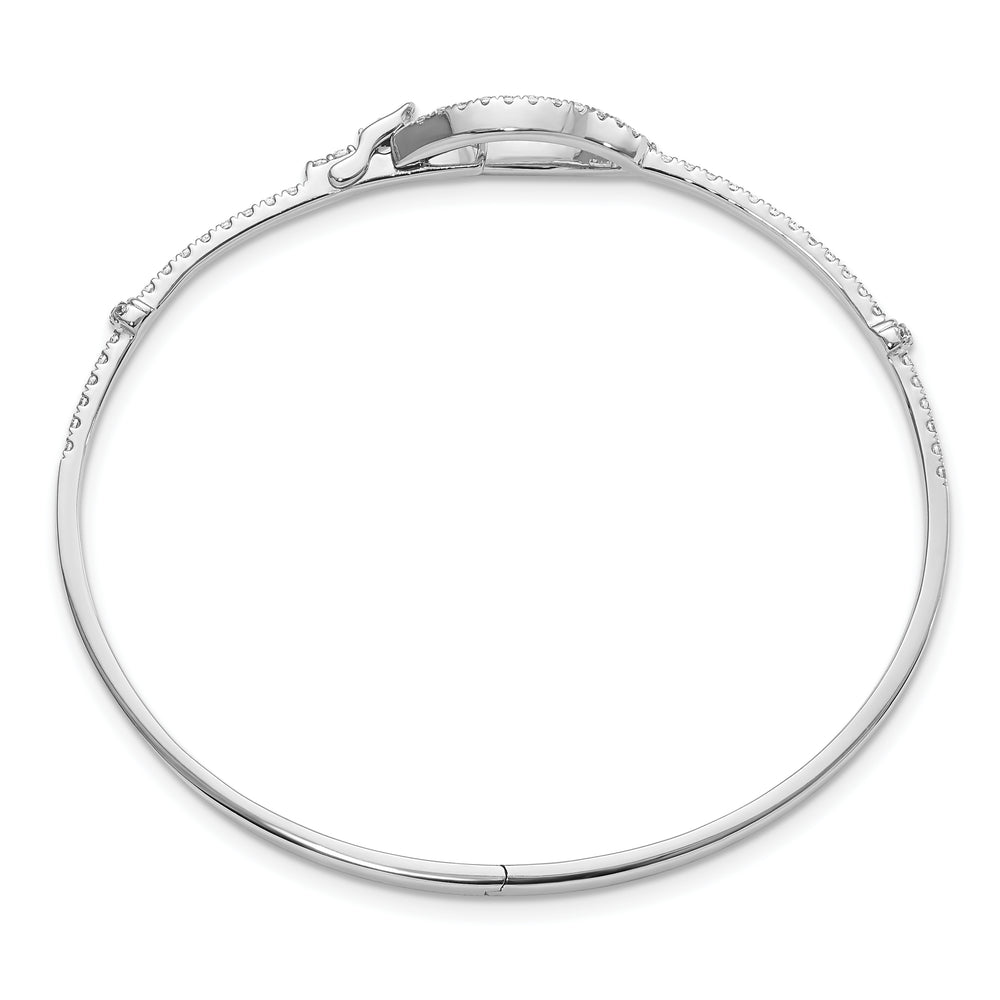 Pulsera Bangle 14k Oro Blanco con Diamantes y Hebilla