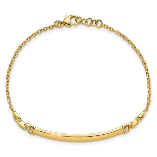 Pulsera de Identificación con Diamantes en Oro de 14k – 7 pulgadas