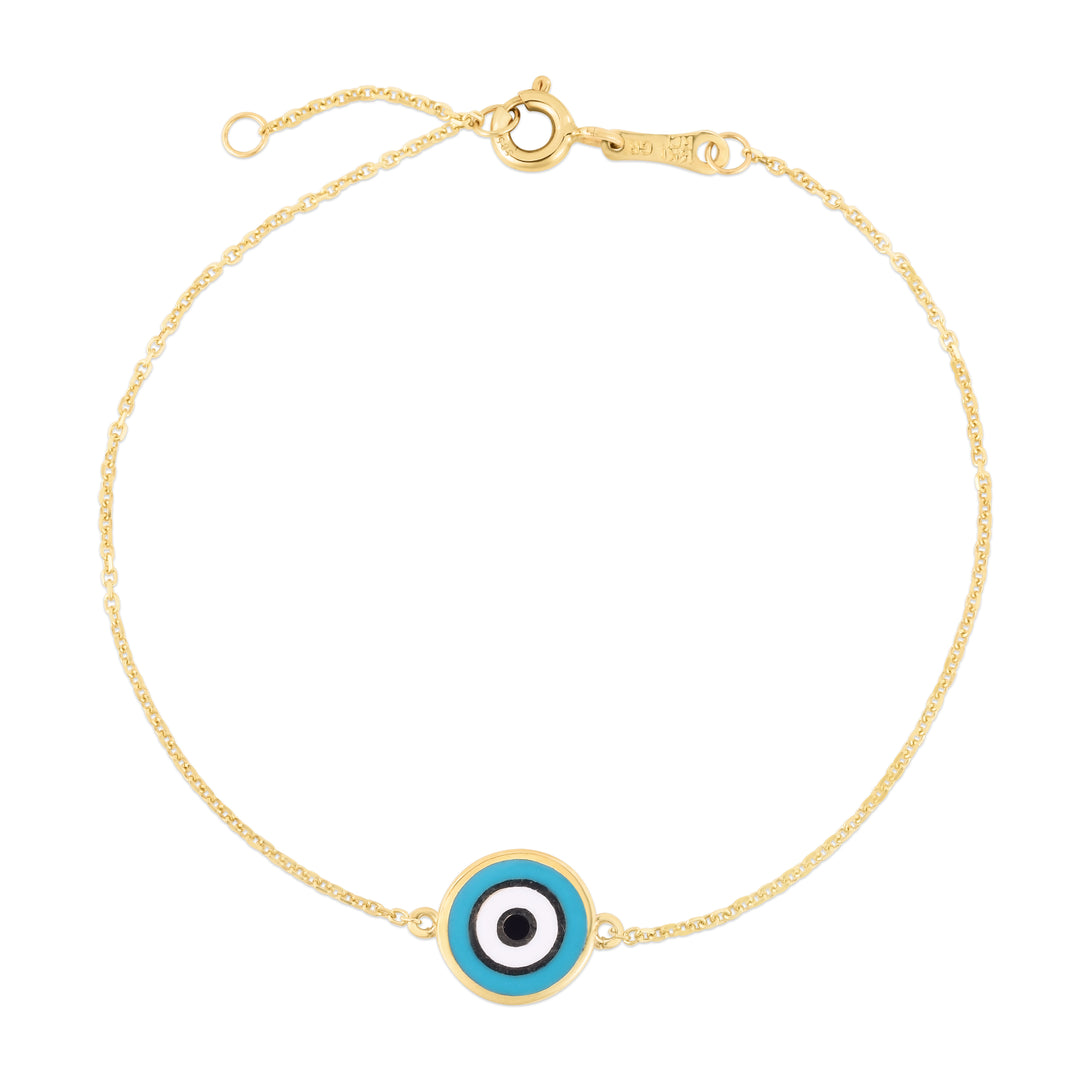 Pulsera de mal de ojo azul de 14 quilates