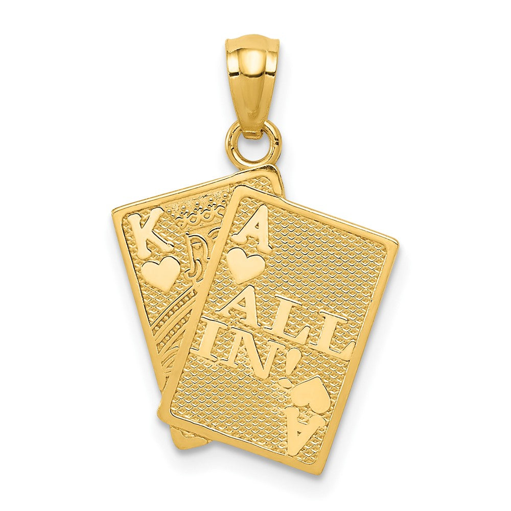 Colgante de Cartas As de Corazones y Rey de Corazones "ALL IN!" en Oro de 14k