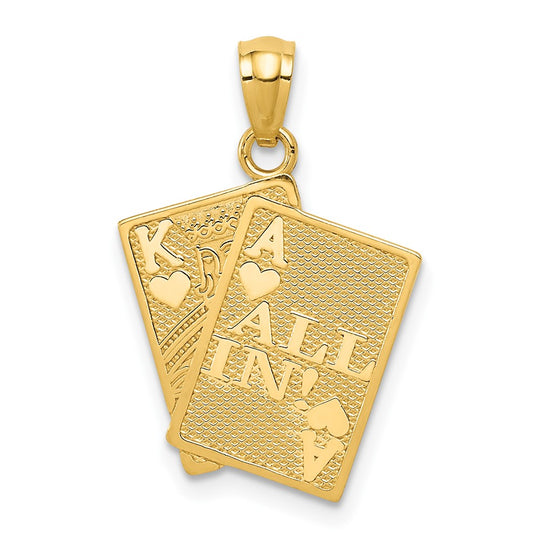 Colgante de Cartas As de Corazones y Rey de Corazones "ALL IN!" en Oro de 14k