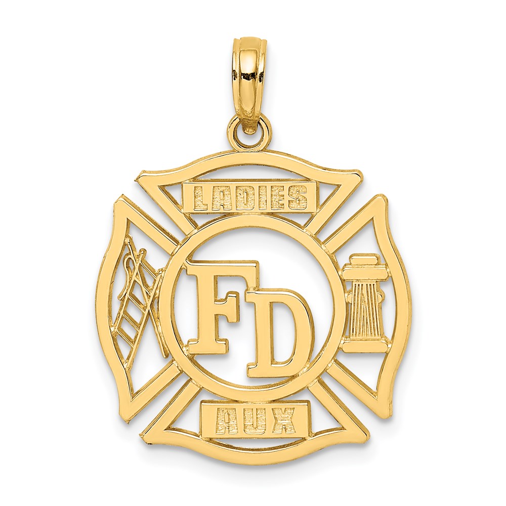 Dije de escudo FD Ladies en oro de 14k.