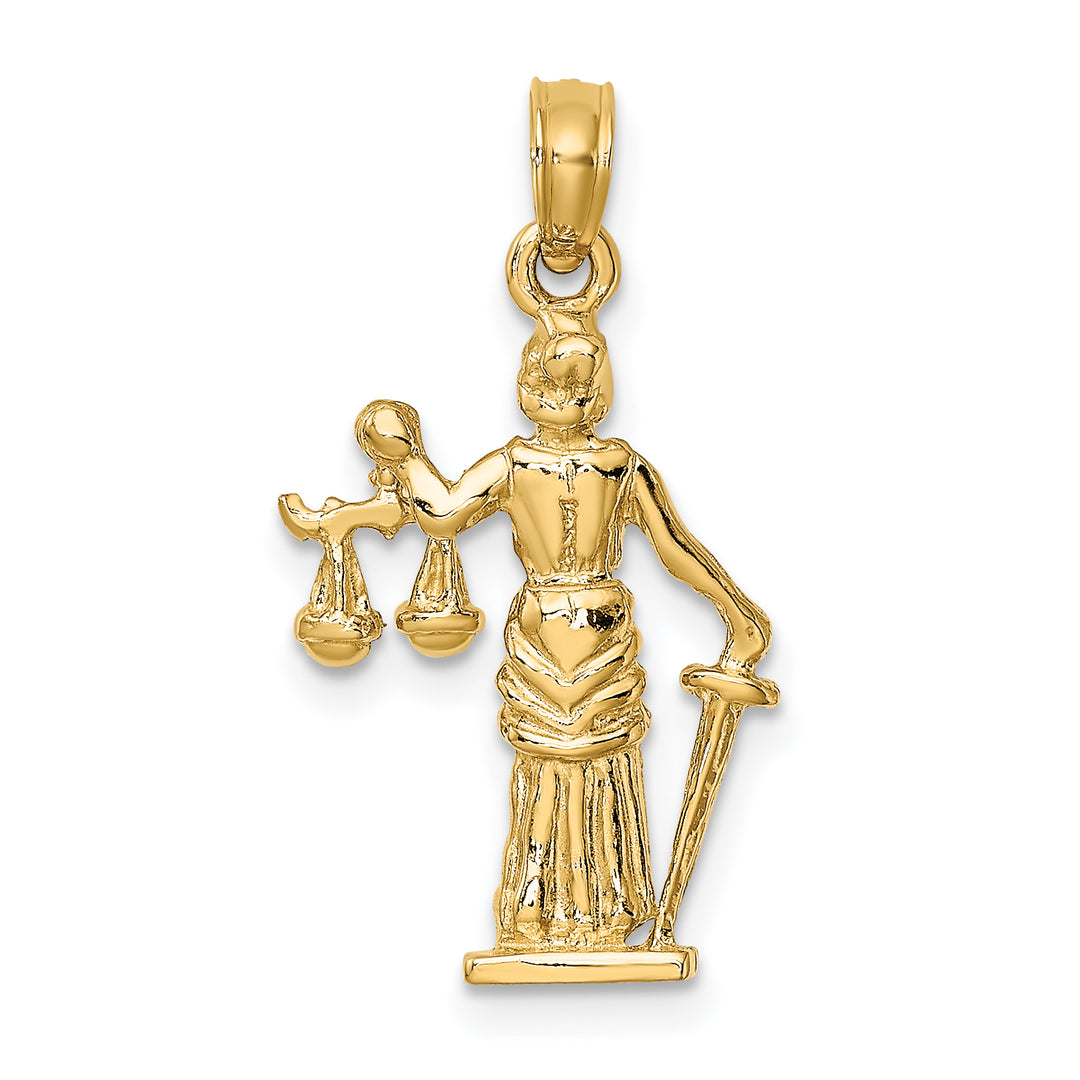 Colgante de la Dama de la Justicia 3D con Balanza Móvil 14K