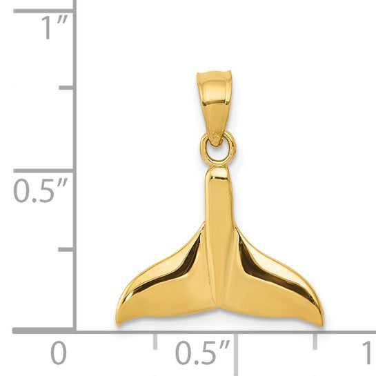 Colgante de Cola de Ballena Abierto y Pulido en Oro Amarillo 14k