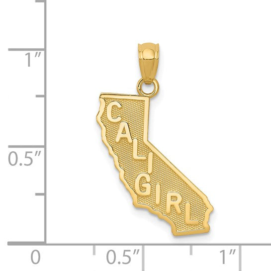 Dije del Estado de California "CALI GIRL" en Oro Amarillo 14K