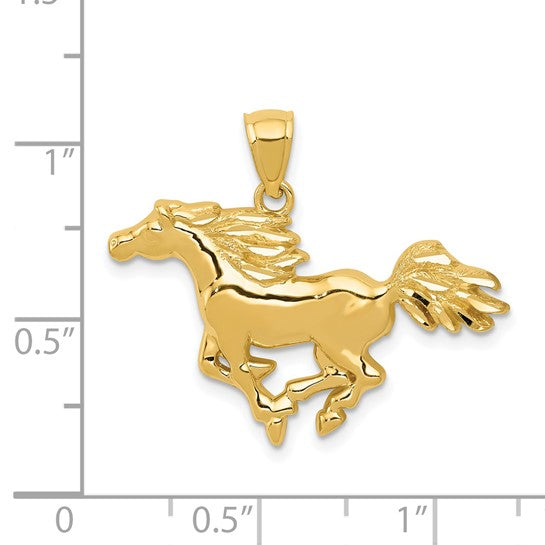 Colgante de Caballo Pulido en Oro Amarillo de 14K