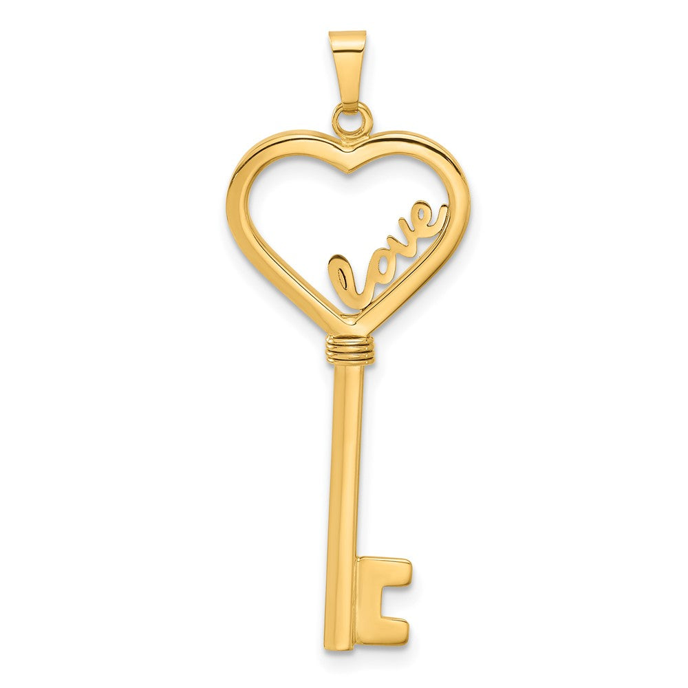 Colgante Llave Corazón LOVE Pulido en Oro de 14k