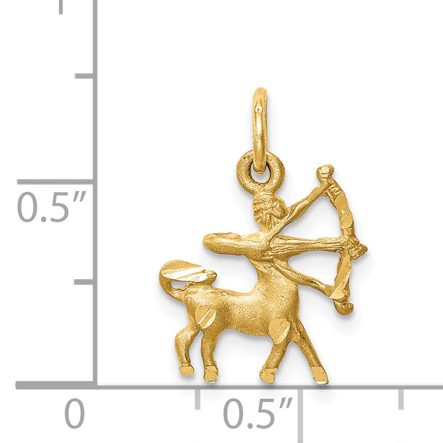 Dije del zodiaco Sagitario de satén de 14 k con talla de diamante