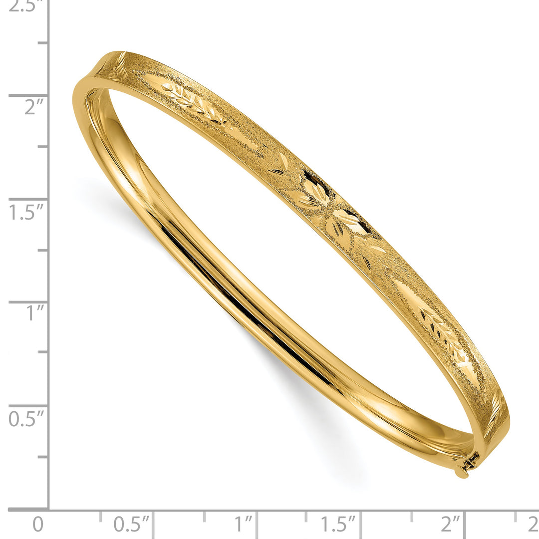 Brazalete tipo brazalete cóncavo con bisagras y talla de diamante 3/16 de 14k