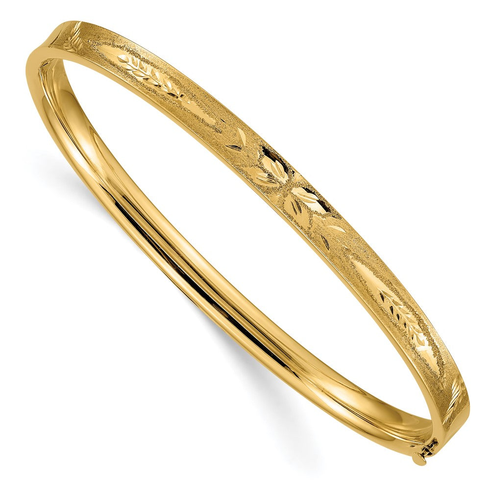 Brazalete tipo brazalete cóncavo con bisagras y talla de diamante 3/16 de 14k