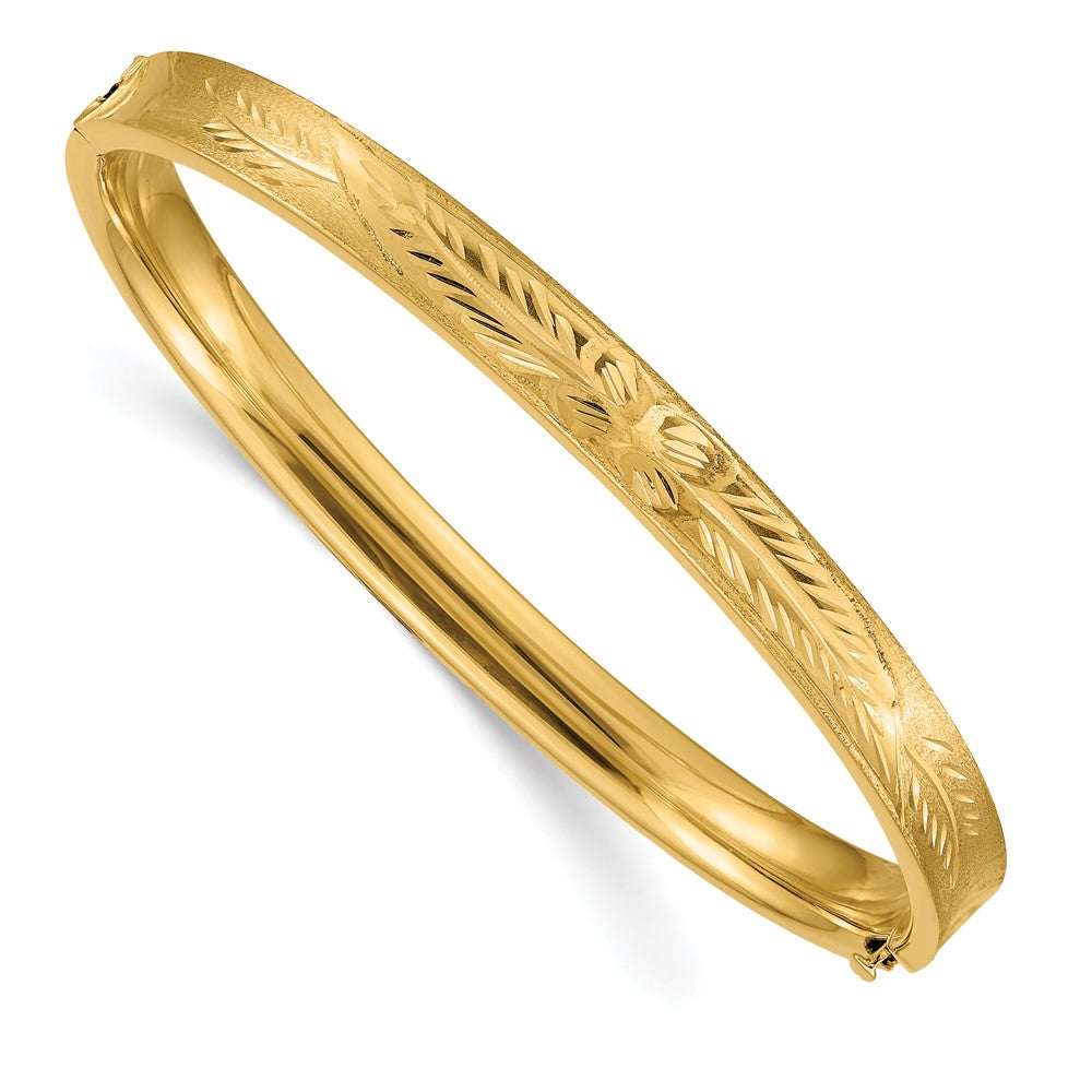 Brazalete tipo brazalete cóncavo con bisagras de talla diamante de gran tamaño de 14k 4/16