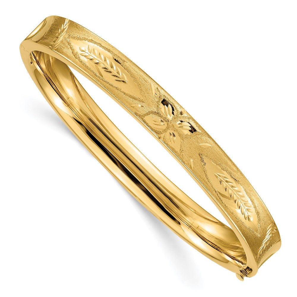 Brazalete tipo brazalete cóncavo con bisagras de talla diamante de gran tamaño de 14k 5/16