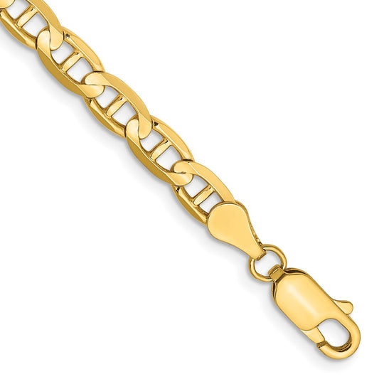 Pulsera de Oro Amarillo de 14k, 8 pulgadas, 4.5mm, Estilo Ancla Cóncavo con Cierre de Langosta