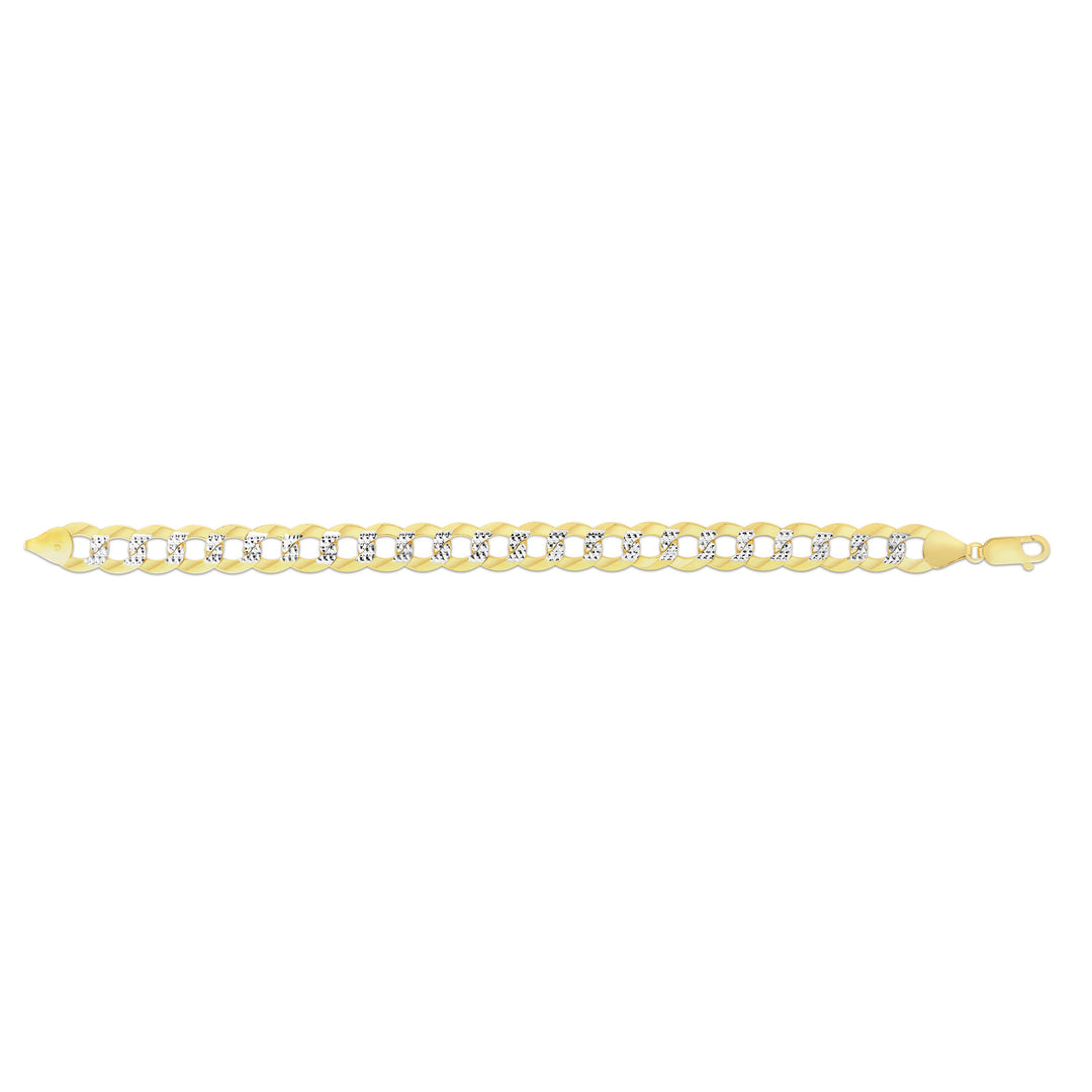 Cadena barbada pavé blanca de 11,23 mm en oro de 14 quilates