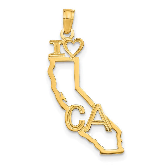 Dije Sólido del Estado de California en Oro Amarillo de 14k