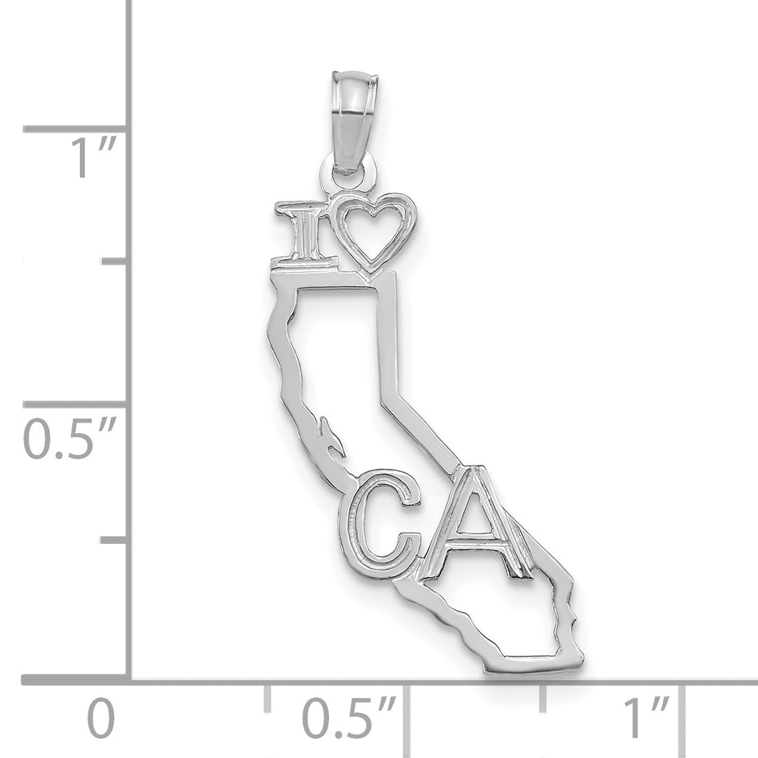 Colgante Sólido del Estado de California en Oro Blanco de 14k