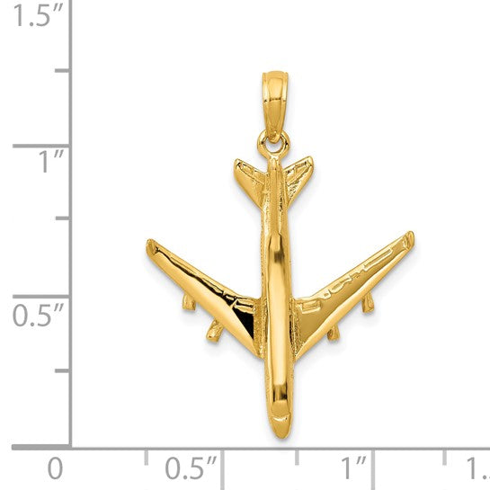 Colgante 3D de Avión a Chorro en Oro Amarillo de 14K