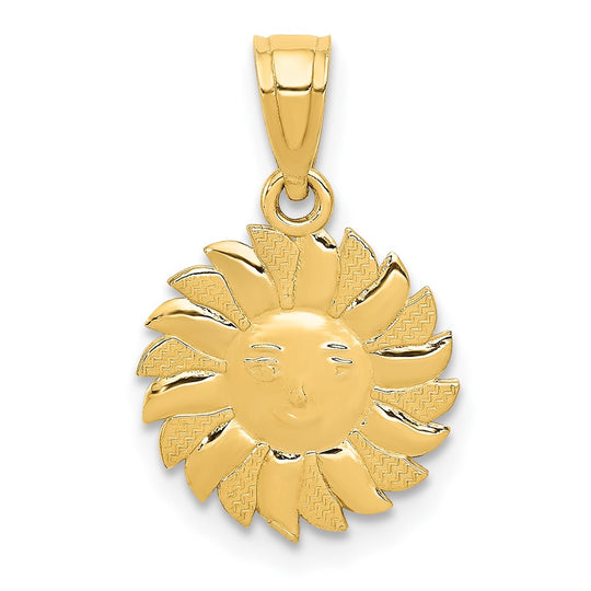 Colgante de Sol con Rostro en Oro de 14k Pulido