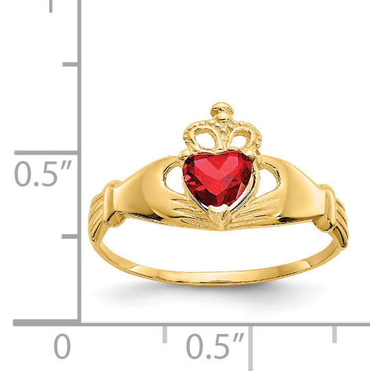 Anillo de Corazón Claddagh con Piedra Natal de Enero de Circonita Cúbica de 14k