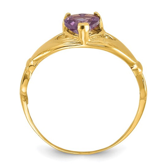 Anillo Claddagh con Piedra de Nacimiento de Junio en Oro Amarillo de 14K y Circonia Cúbica