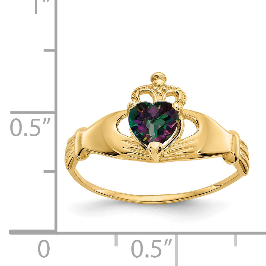 Anillo de Corazón Claddagh con Piedra Natal de Junio de 14K